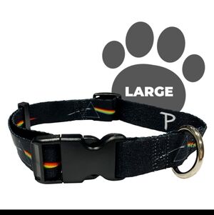 Perri's Pink Floyd Prisms Logo Dog Collar Black Size Large (16-55 lbs)